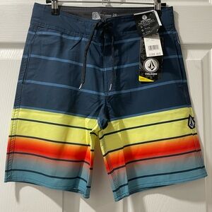 Volcom Men's Blue and Yellow Gradient Board Shorts